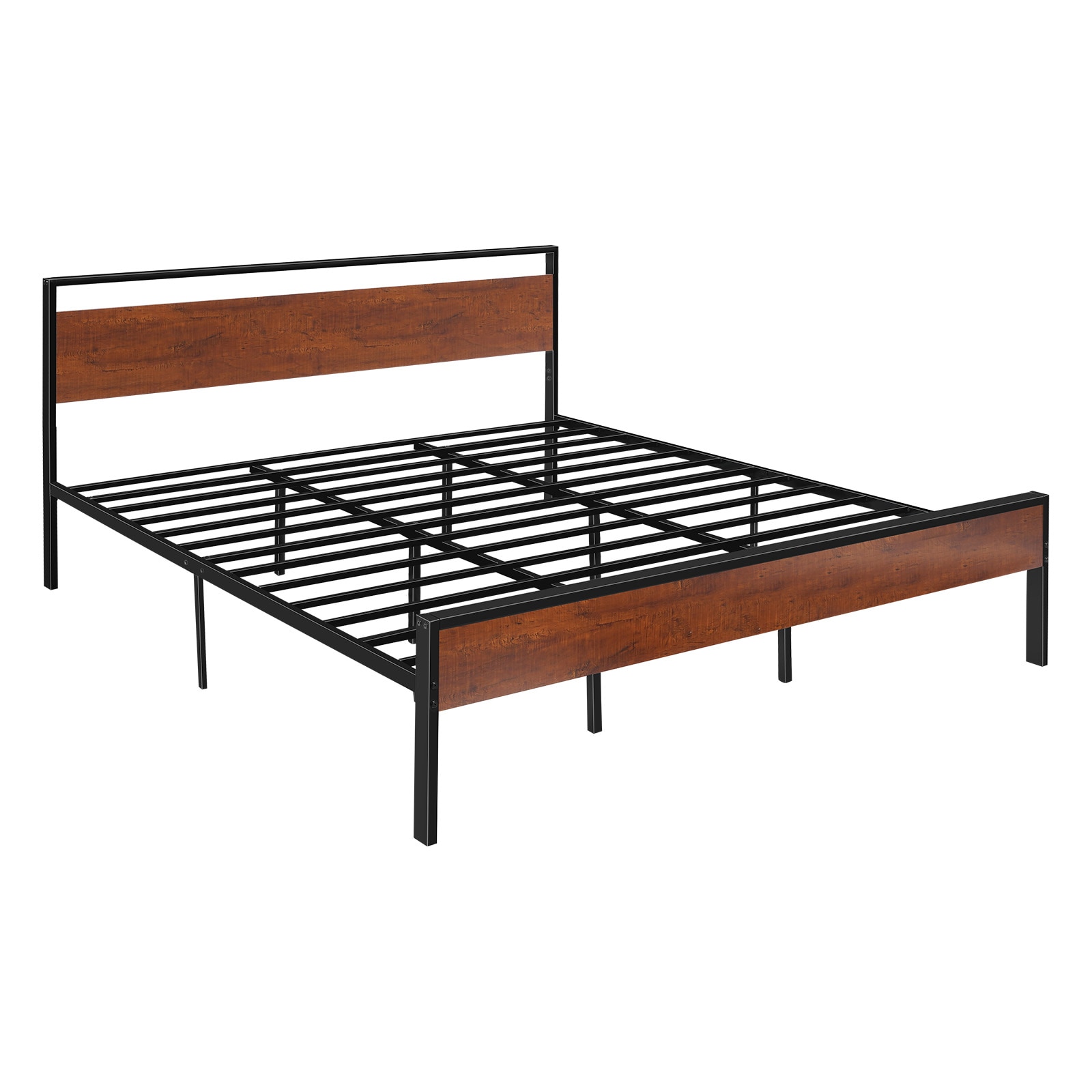 King Size Metal Platform Bed Frame With Headboard & Under-Bed Storage 14 Inch_voghion.com